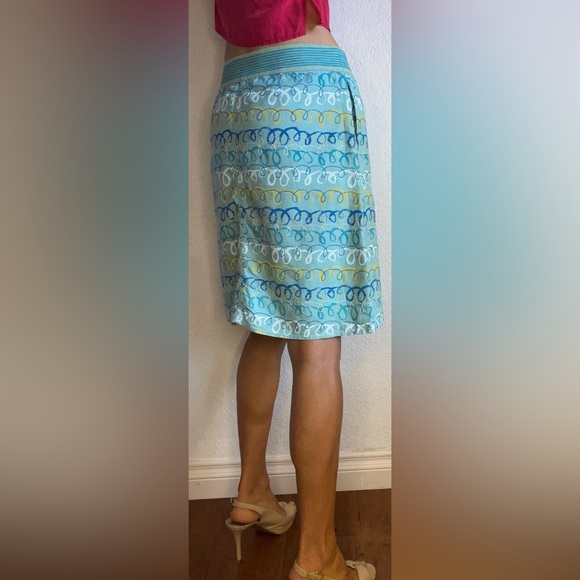 White Stuff 90s Vintage Linen A-lined Midi Skirt Blue (10) - Picture 6 of 16